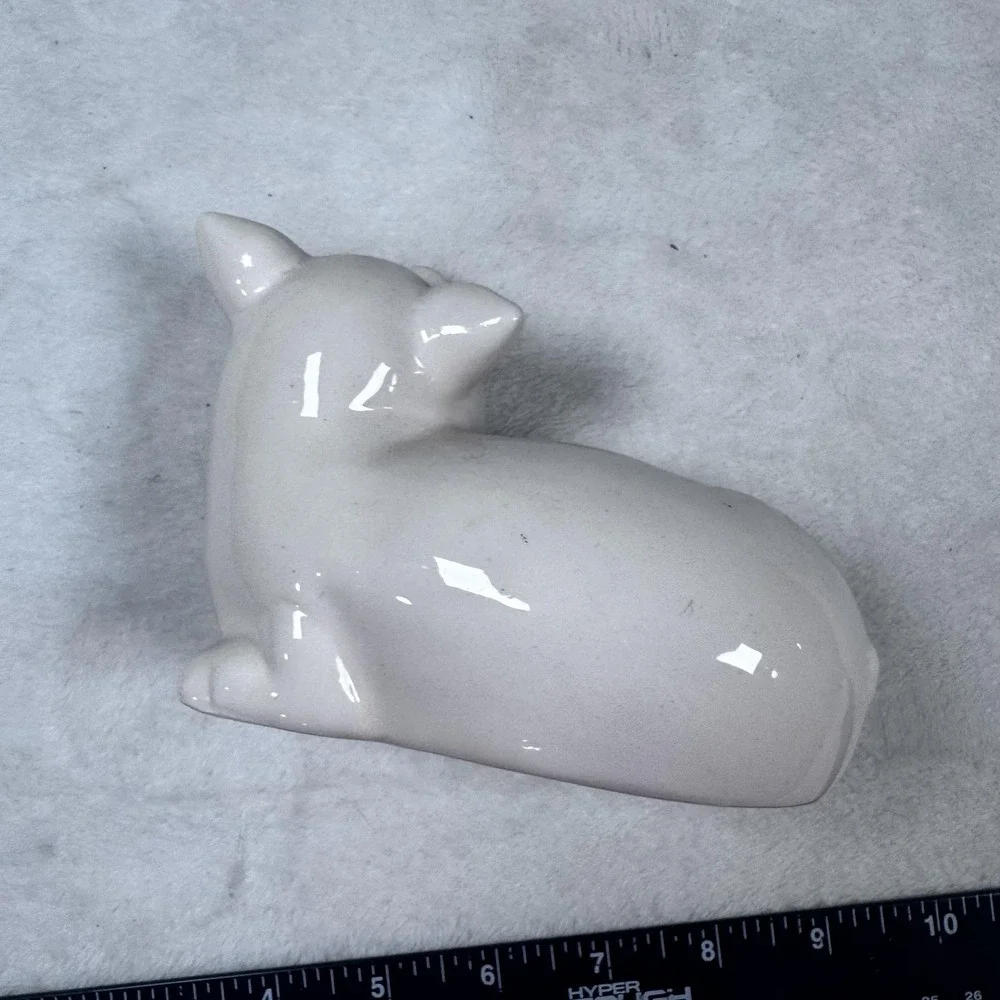 Ceramic Piggy Bank Coin Money Box Cute White Pink‎ Pig Figurine 6 Inch Decor
